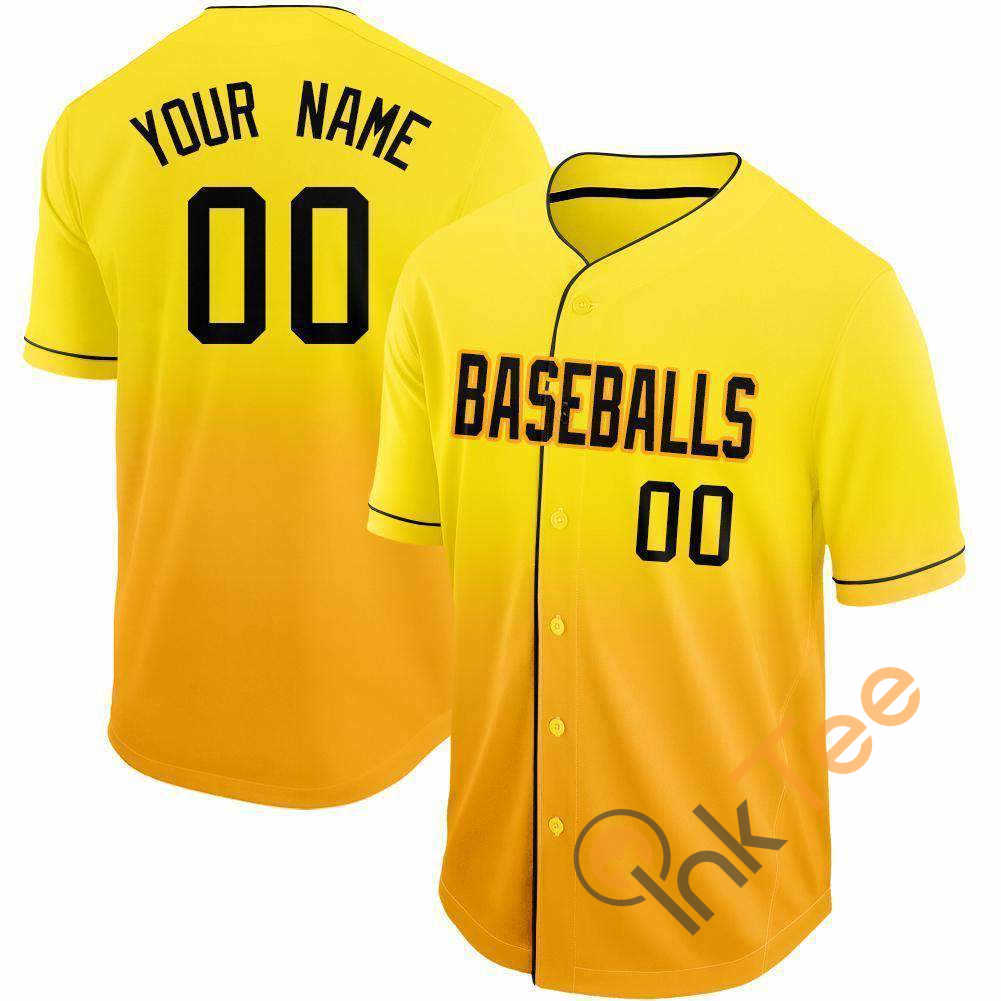 Custom Gold Black Fade Baseball Jersey
