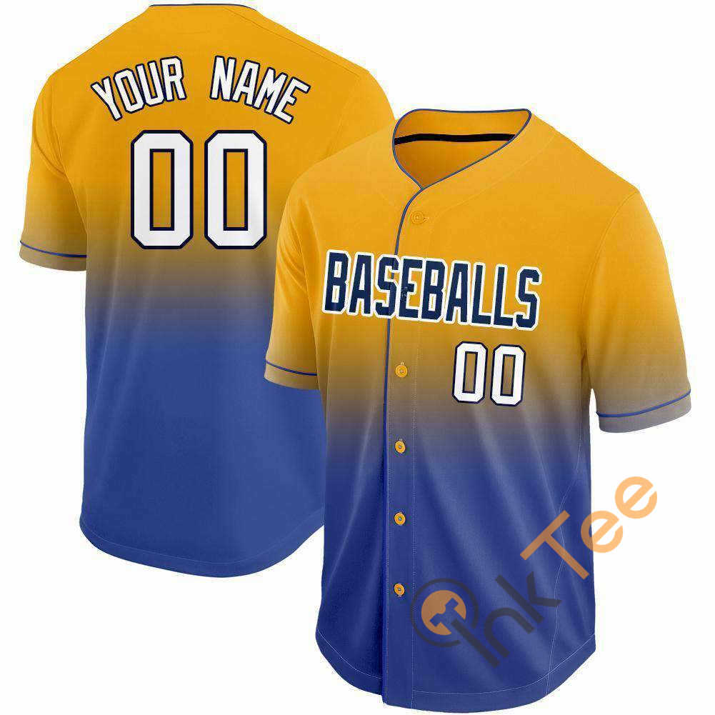 Custom Gold White Royal Fade Baseball Jersey