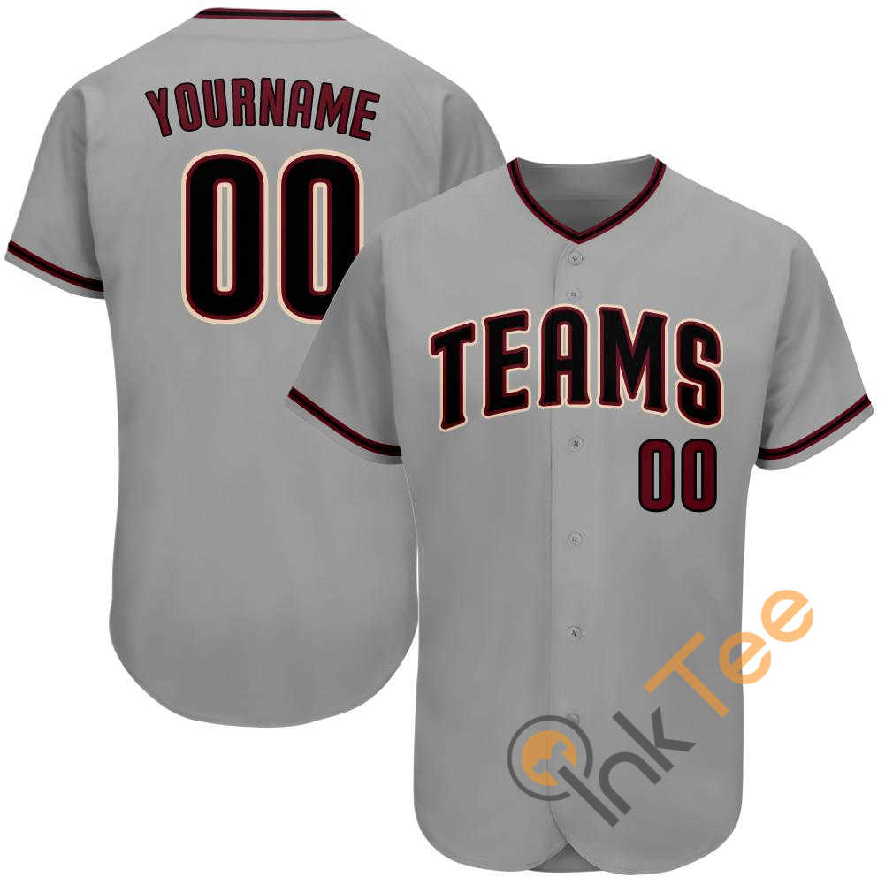 Custom Gray Black Crimson Baseball Jersey