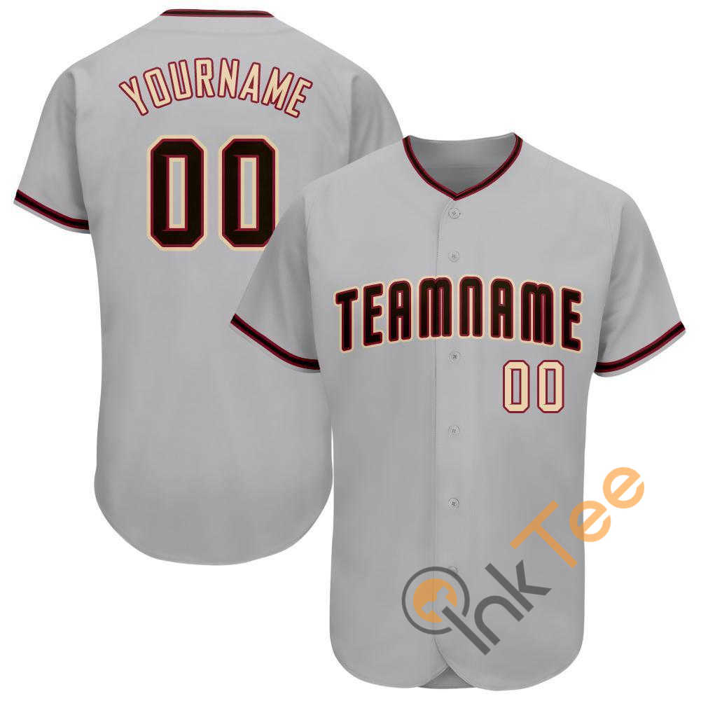 Custom Gray Black Khaki Baseball Jersey