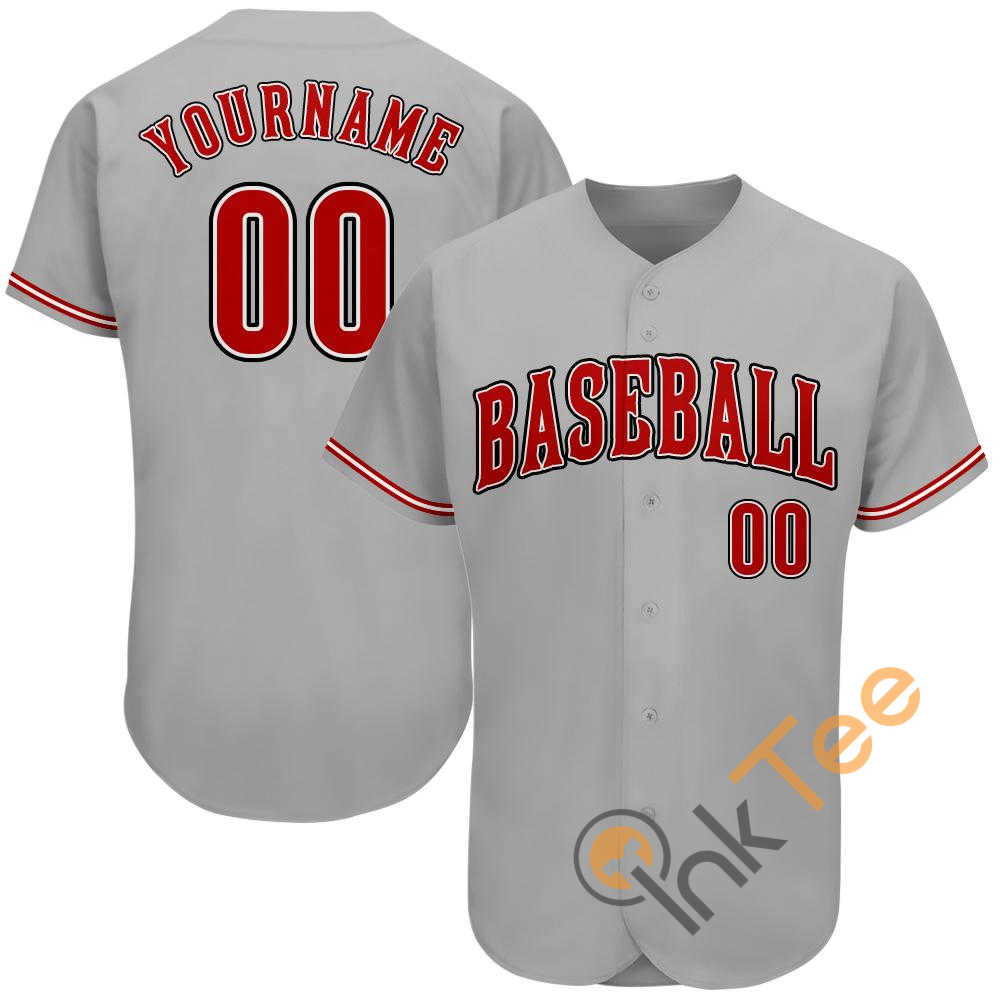 Custom Gray Red Black Baseball Jersey