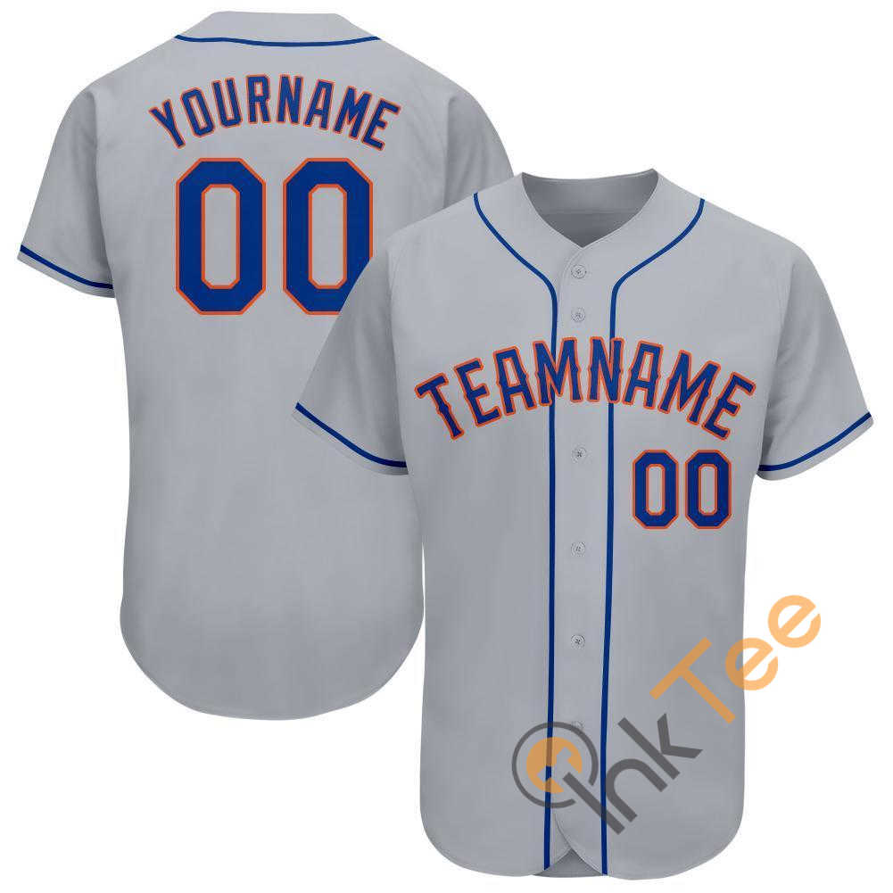Custom Gray Royal Orange Baseball Jersey