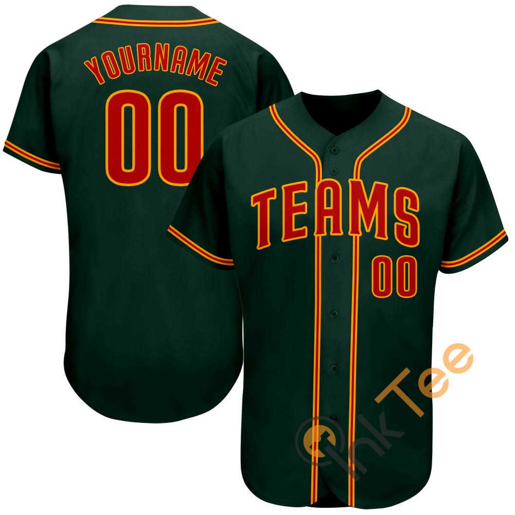 Custom Green Orange Gold Baseball Jersey