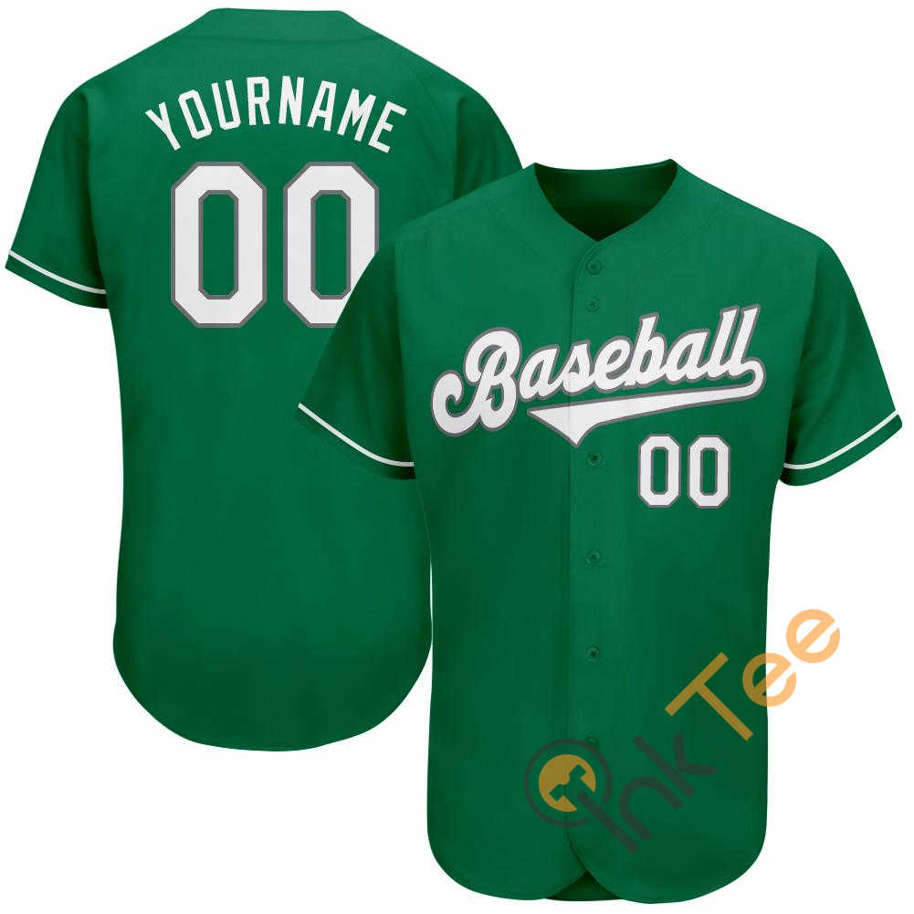 Custom Kelly Green White Gray St. Patrick's Day Baseball Jersey 3 Custom Kelly Green White Gray St. Patrick’s Day Baseball Jersey