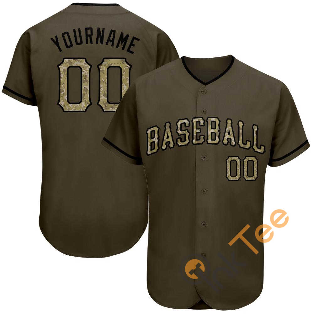 Custom Olive Camo Black Salute To Service Baseball Jersey 8 Custom Olive Camo Black Salute To Service Baseball Jersey