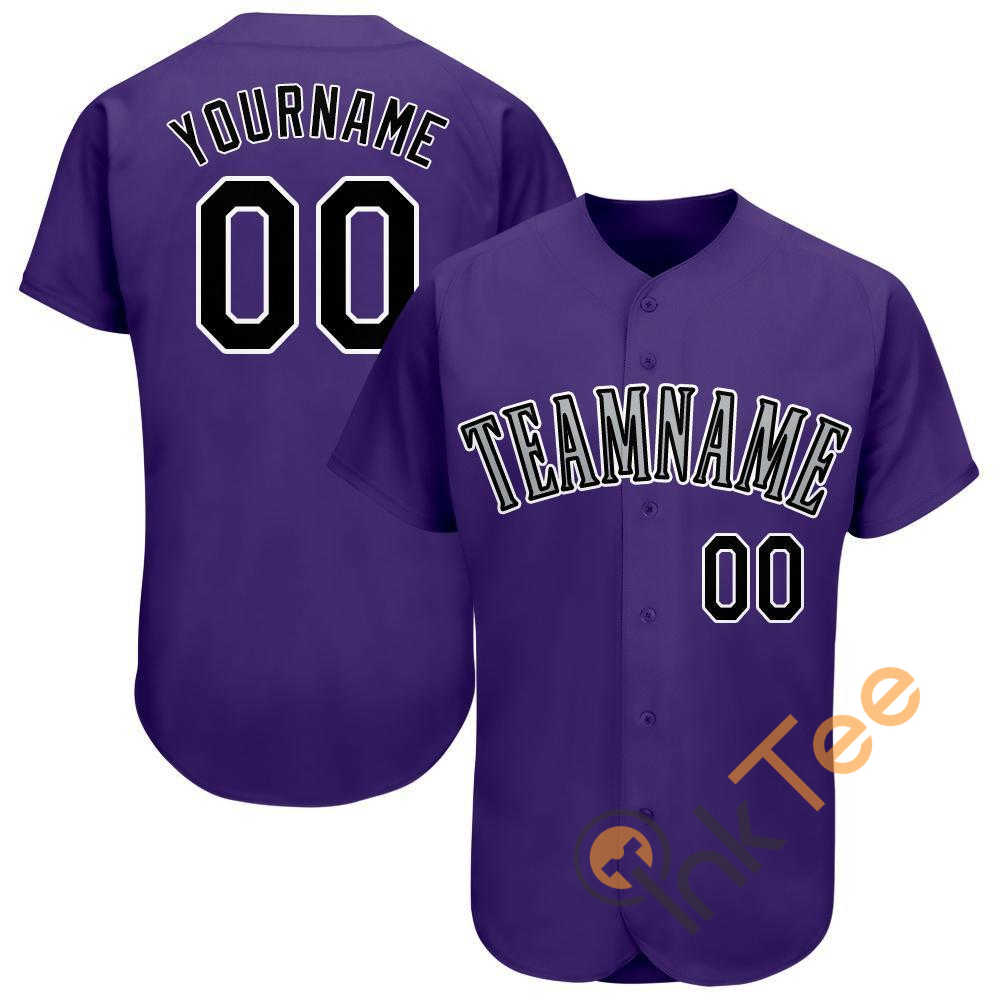 Custom Purple Black White Baseball Jersey 10 Custom Purple Black White Baseball Jersey