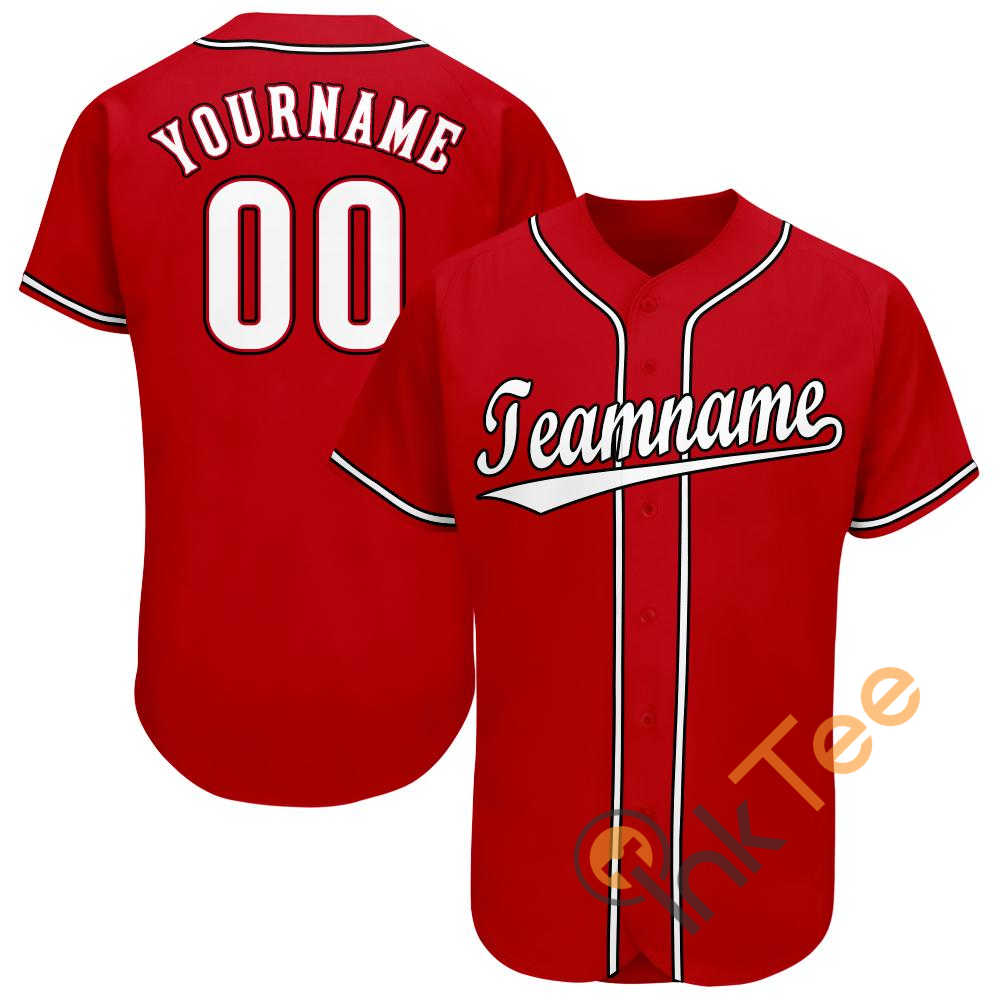 Custom Red White Black Baseball Jersey