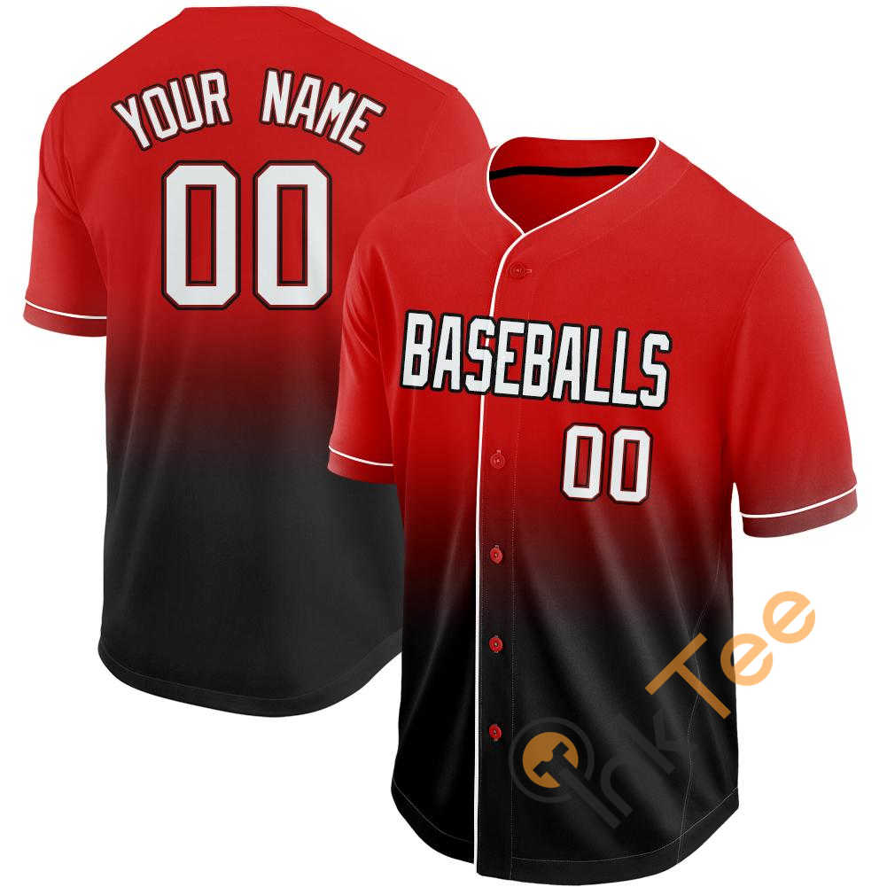 Custom Red White Black Fade Baseball Jersey