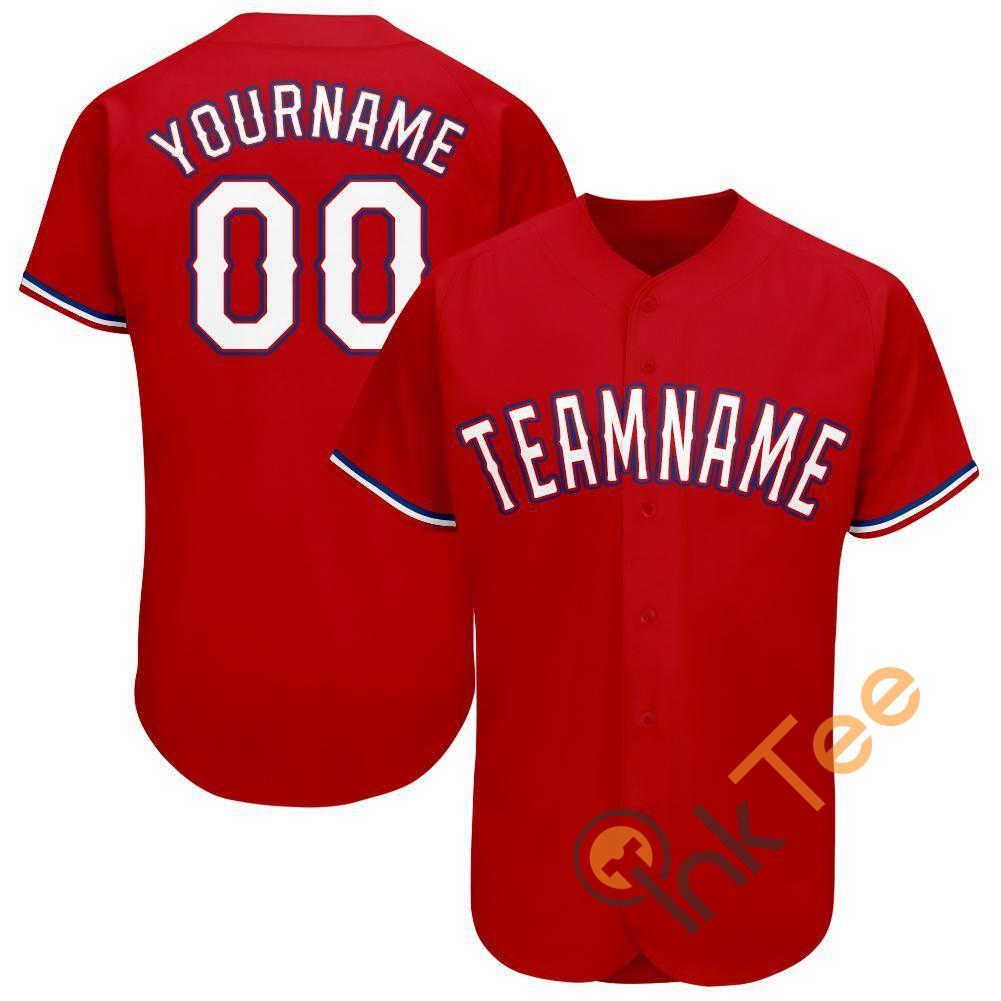 Custom Red White Royal Baseball Jersey