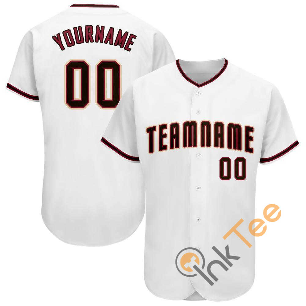 Custom White Black Crimson Baseball Jersey