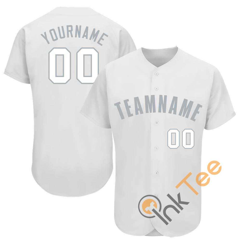 Custom White Gray Baseball Jersey