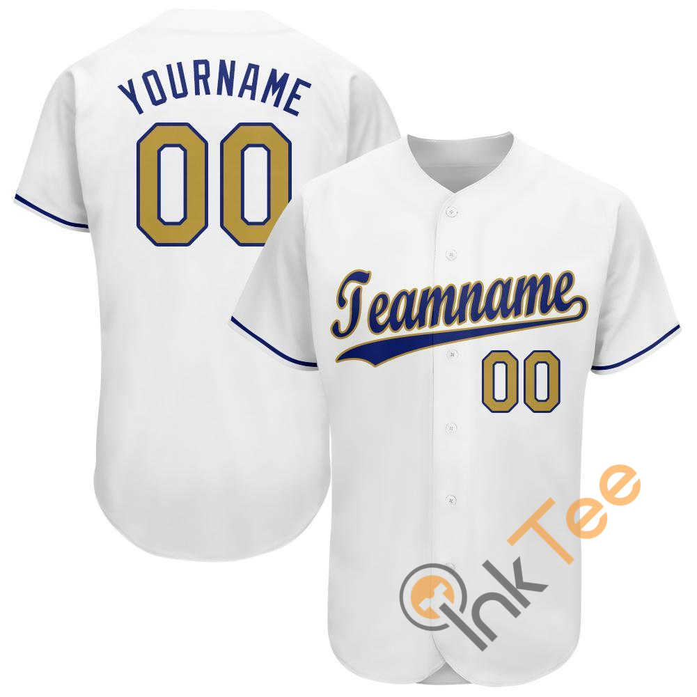 Custom White Old Gold Royal Baseball Jersey 12 Custom White Old Gold Royal Baseball Jersey