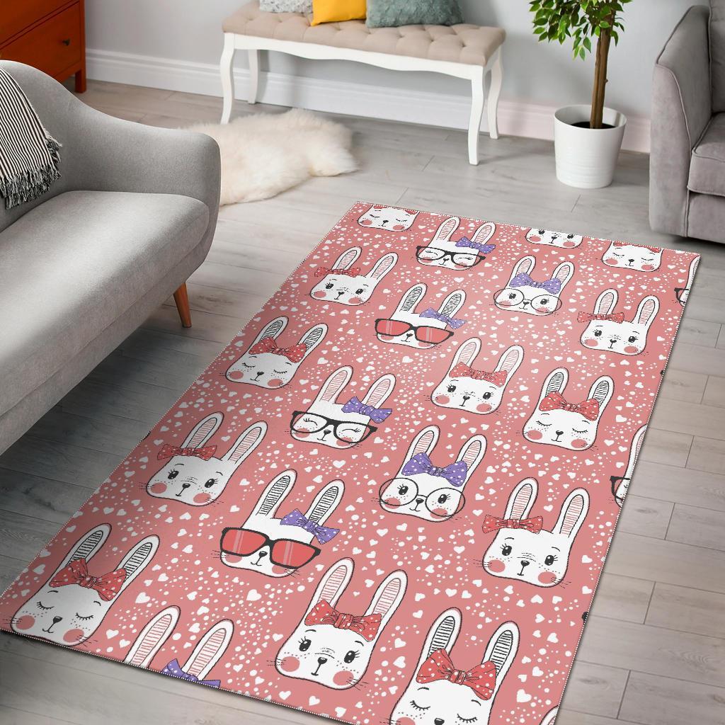 Cute Bunny Rabbit Pattern Print Area Limited Edition Rug 1 Cute Bunny Rabbit Pattern Print Area Limited Edition Rug