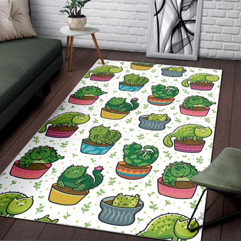 Cute Cat Cactus Rectangle Limited Edition Rug 3 Cute Cat Cactus Rectangle Limited Edition Rug