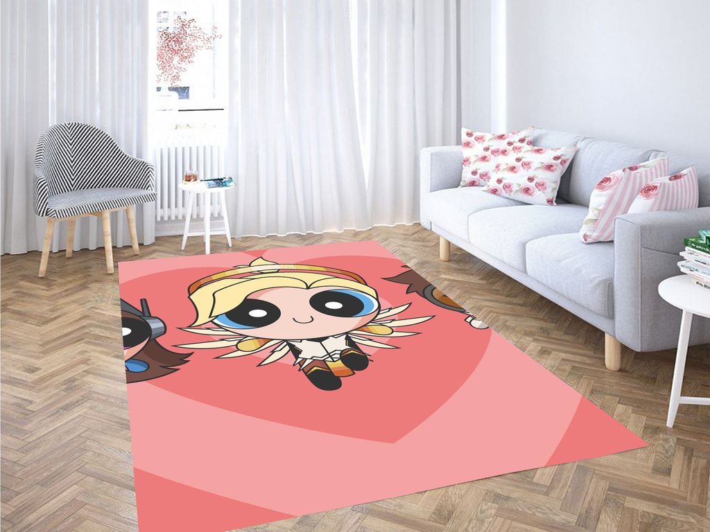 Cute Character The Powepuff Girls Living Room Modern Carpet Rug