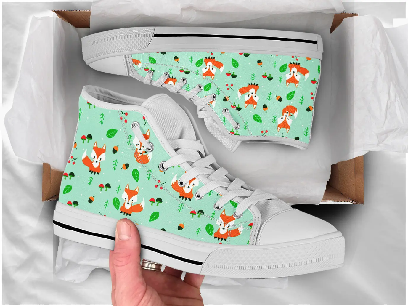 Cute Fox High Top Shoes