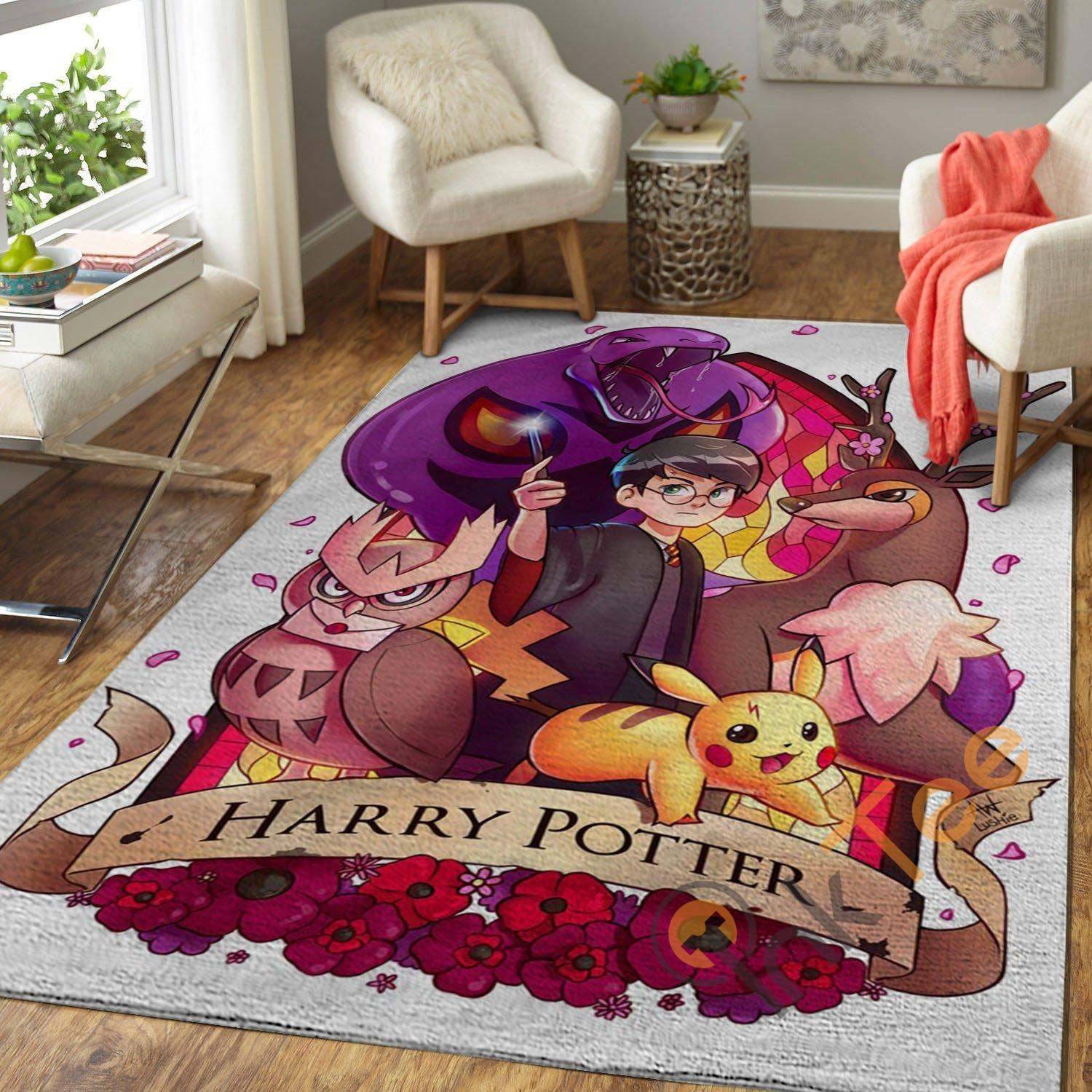 Cute Harry Potter Chibi And Pikachu Carpet Living Room Floor Decor Gift For Potter's Fan Rug 13 Cute Harry Potter Chibi And Pikachu Carpet Living Room Floor Decor Gift For Potter’s Fan Rug