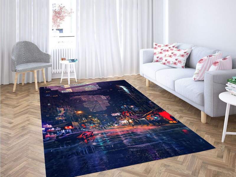Cyberpunk Futuristic City Carpet Rug 1 Cyberpunk Futuristic City Carpet Rug