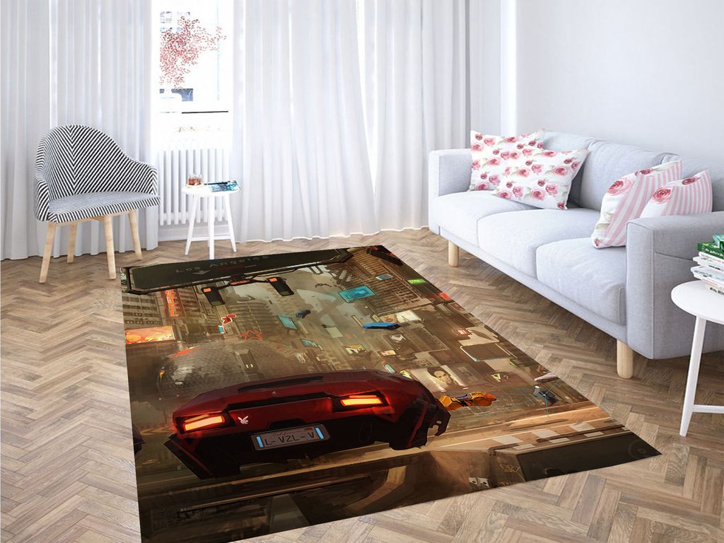 Cyberpunk Style City Living Room Modern Carpet Rug