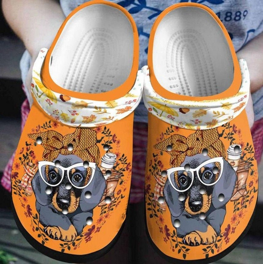 Dachshund Flower Love Crocs Clog Shoes 10 Dachshund Flower Love Crocs Clog Shoes