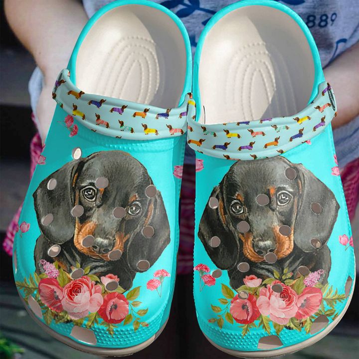 Dachshund Flower Crocs Clog Shoes 6 Dachshund Flower Crocs Clog Shoes