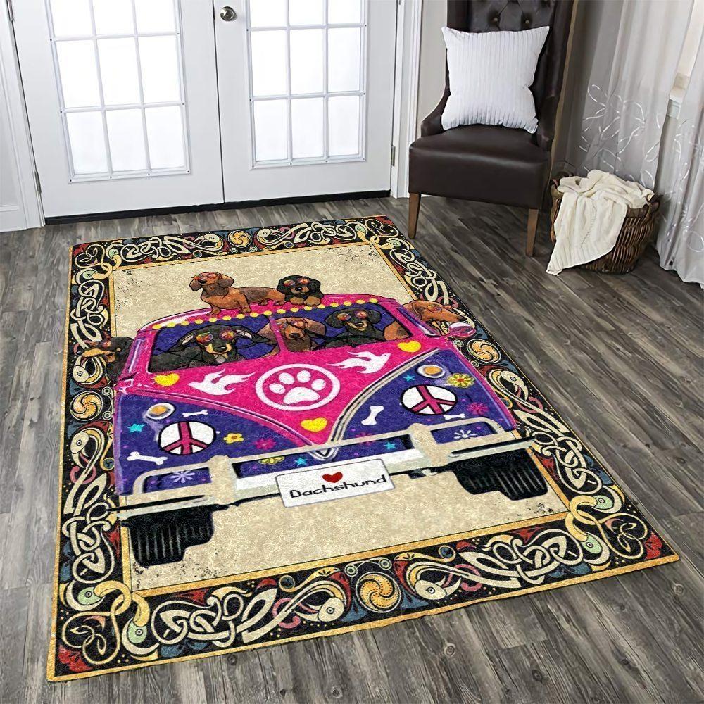 Dachshunds In Hippie Van Limited Edition Rug
