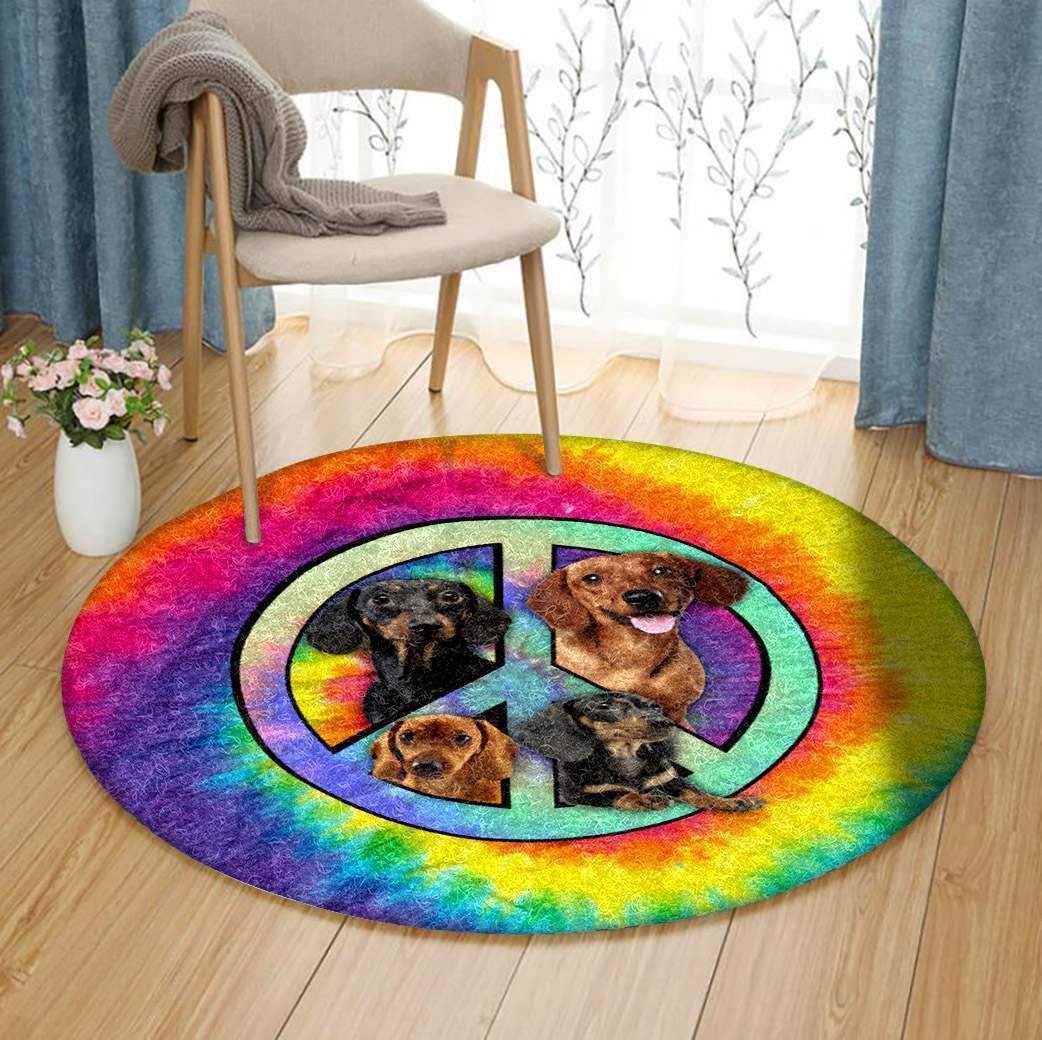 Dachshund Hippie Limited Edition Round Rug