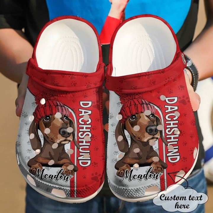 Dachshund Personalized Red Crocs Clog Shoes
