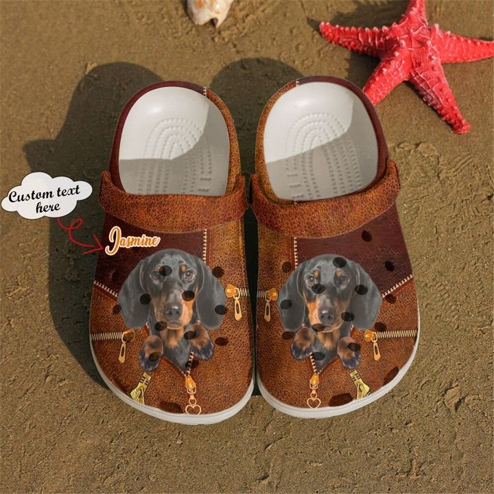 Dachshund Personalized Zipper Crocs Clog Shoes