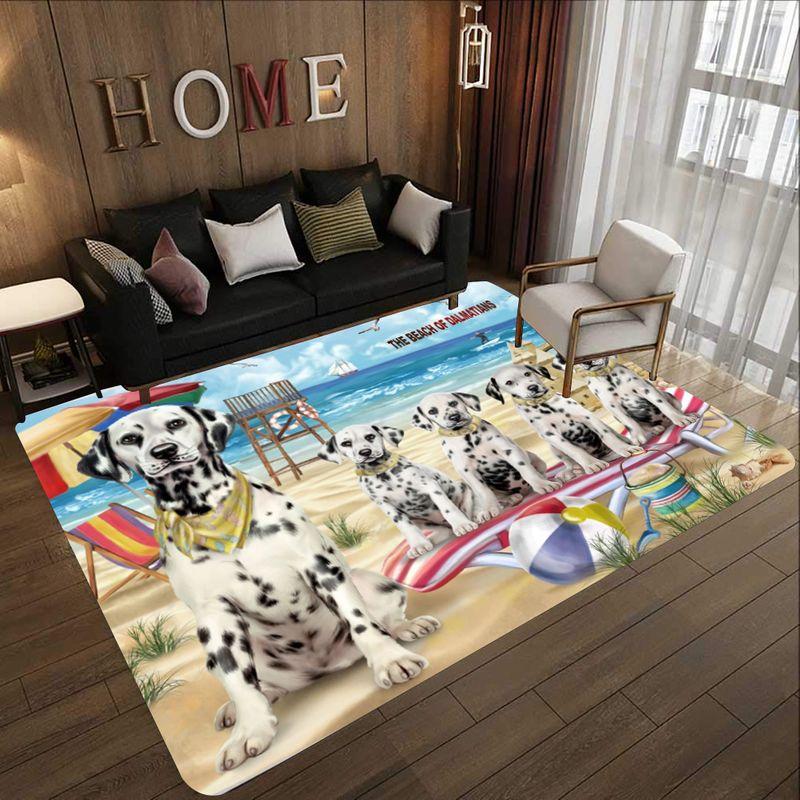 Dalmatian Family On The Beach Limited Edition Rug