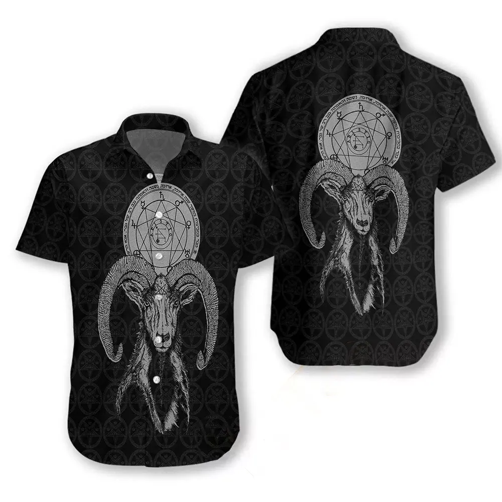 Dark Goat Pentagram Goth Hawaiian shirts