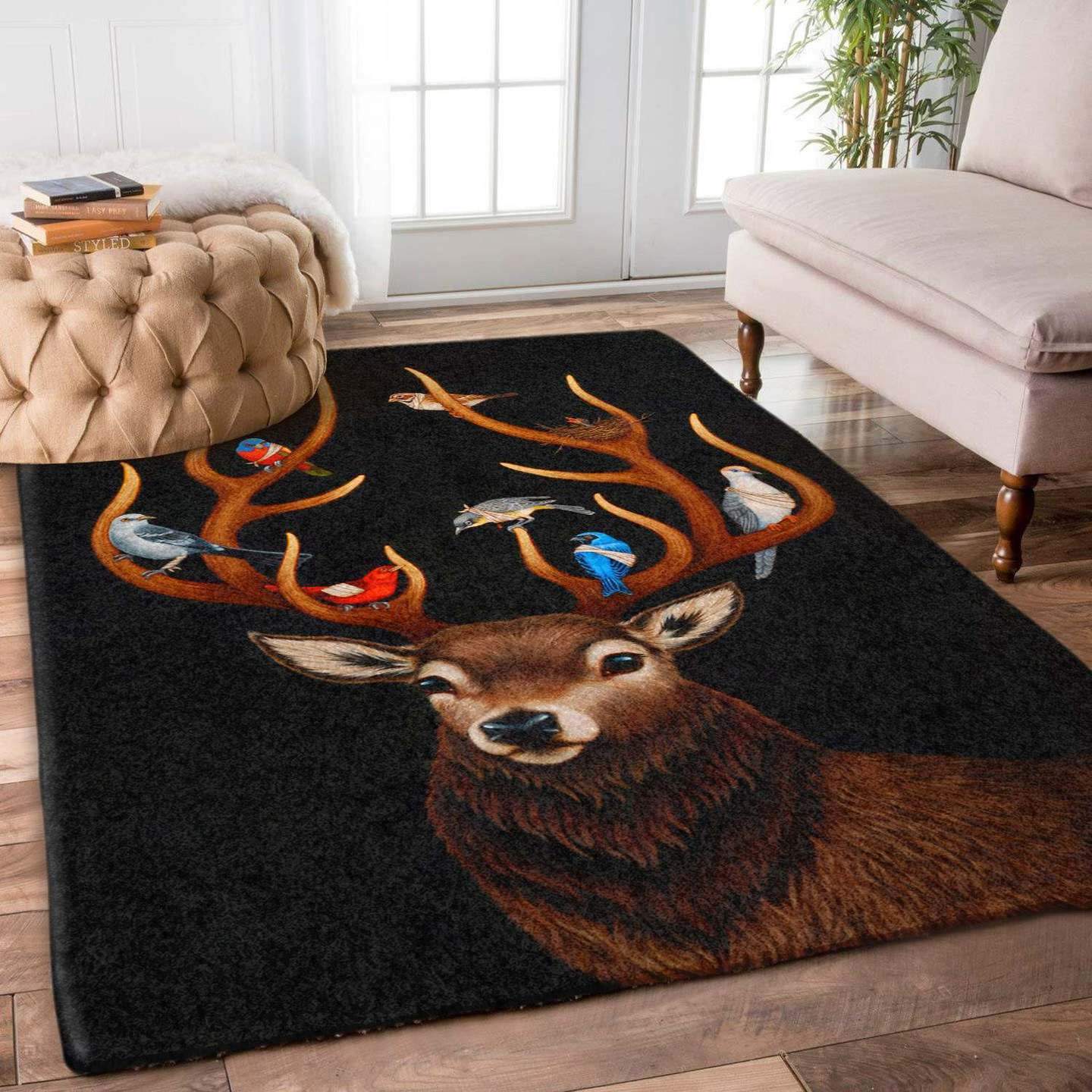 Vibrant Deer And Birds Limited Edition Rug 1 Vibrant Deer And Birds Limited Edition Rug