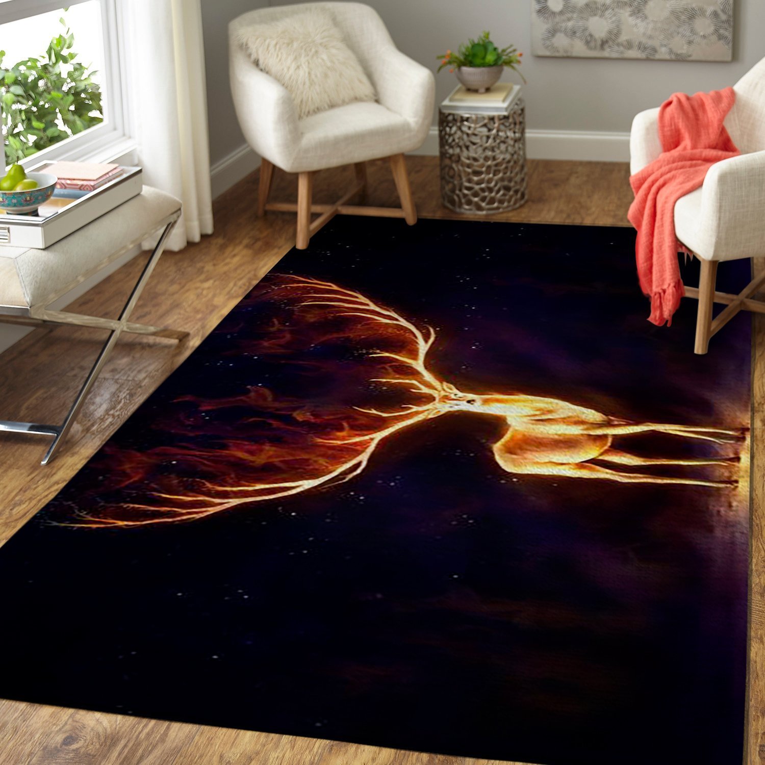 Fire Deer In The Dark Limited Edition Rug 4 Fire Deer In The Dark Limited Edition Rug