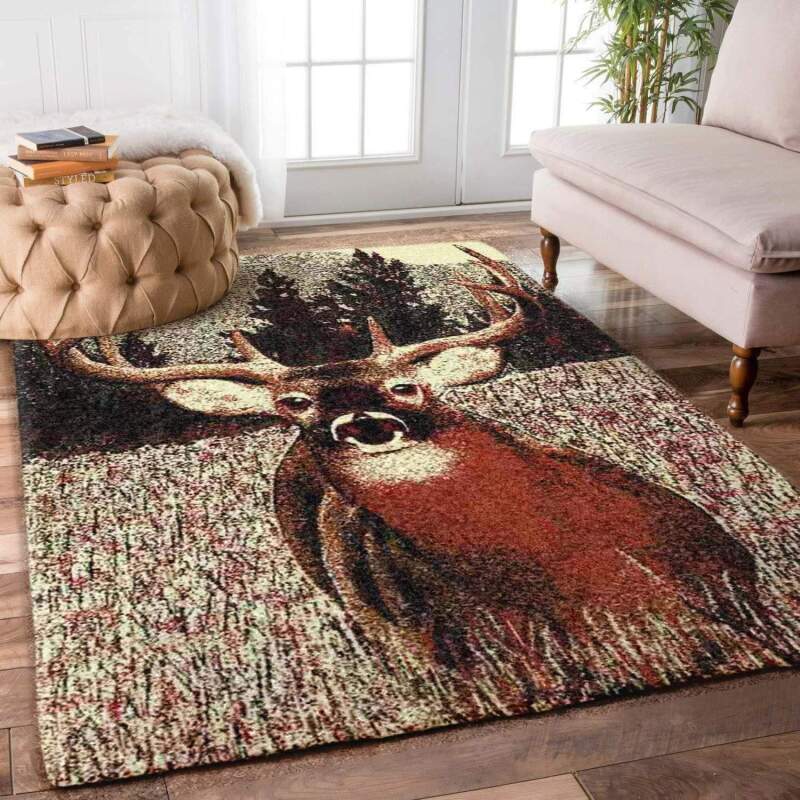 Elk Deer Forest Western Country Lodge Limited Edition Rug