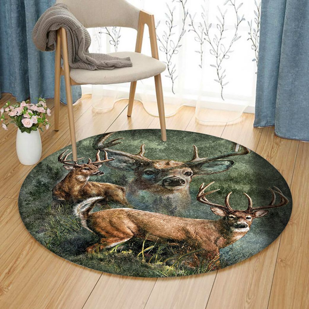 Deer Limited Edition Round Rug 2 Deer Limited Edition Round Rug