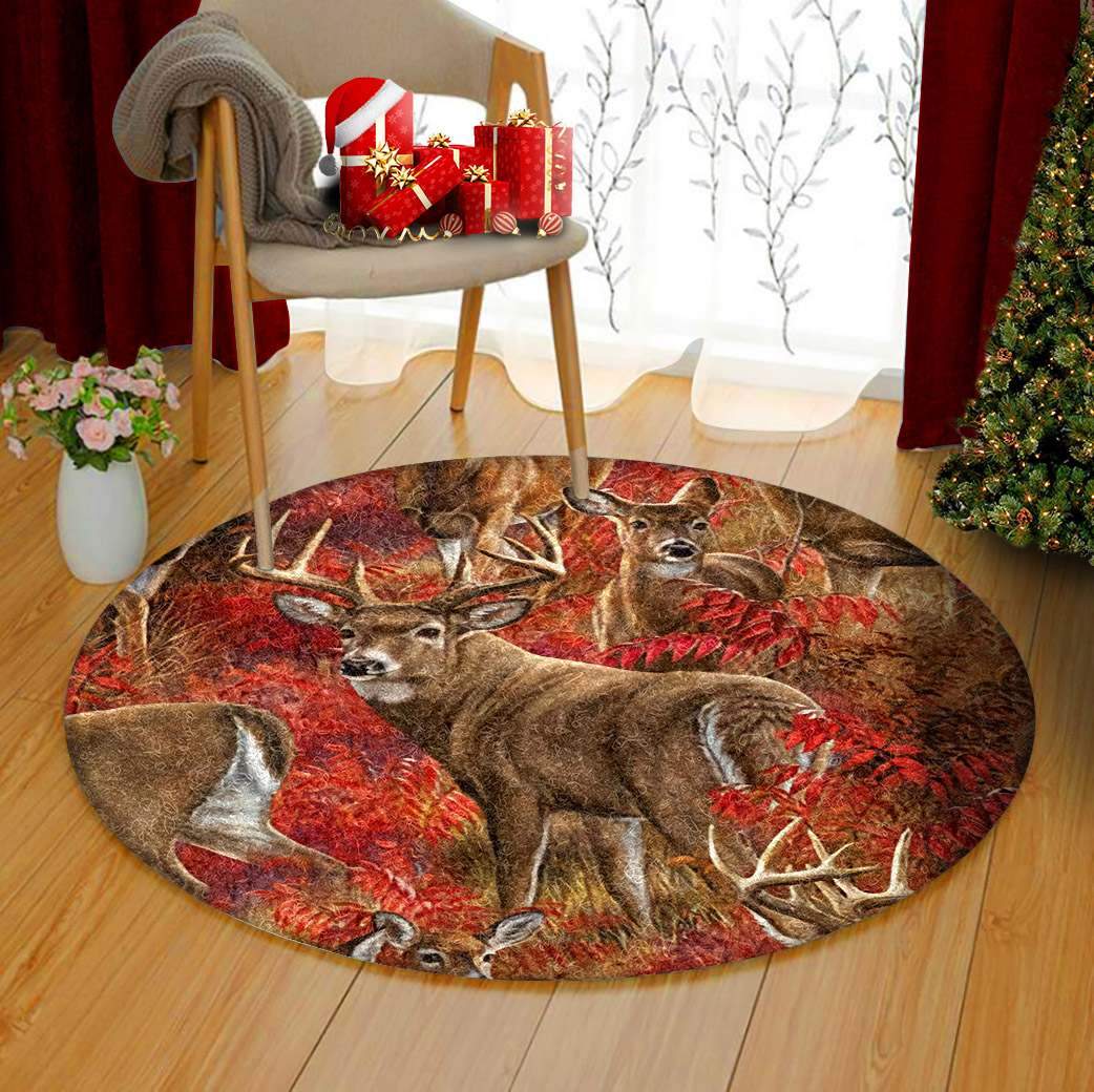 Deer Limited Edition Round Rug 2 Deer Limited Edition Round Rug