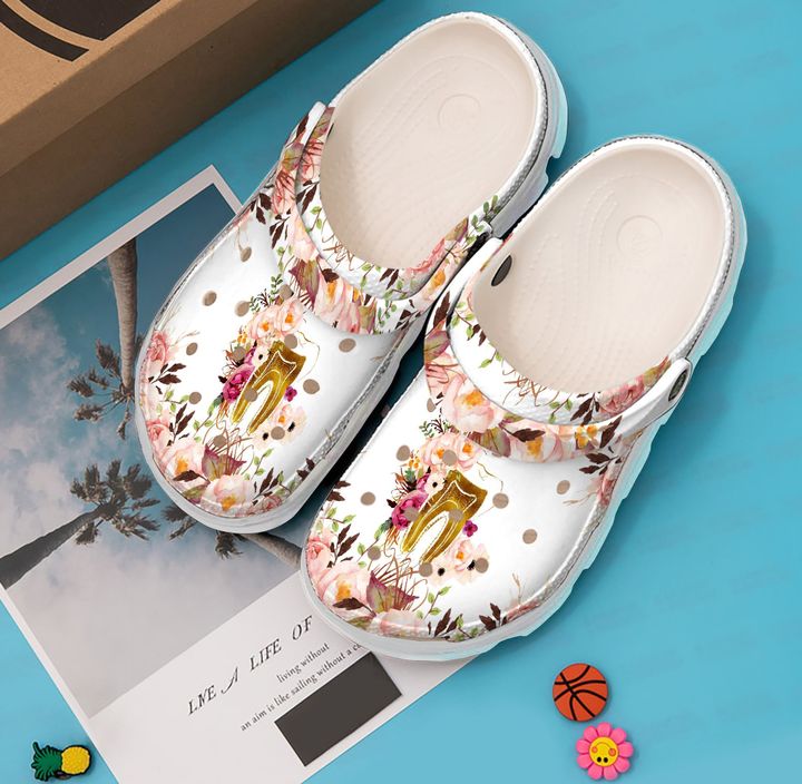 Dental Assistant Floral Dentistry Crocs Clog Shoes