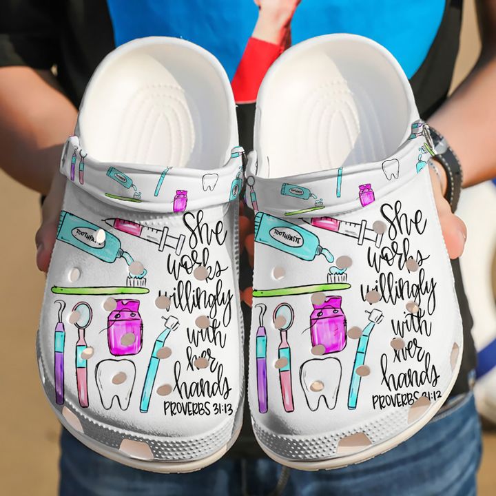 Dental She Works Willingly With Her Hands Crocs Clog Shoes 14 Dental She Works Willingly With Her Hands Crocs Clog Shoes