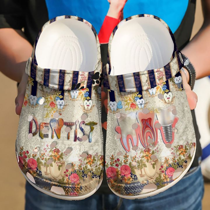 Dentist Flowery Dental Life Crocs Clog Shoes