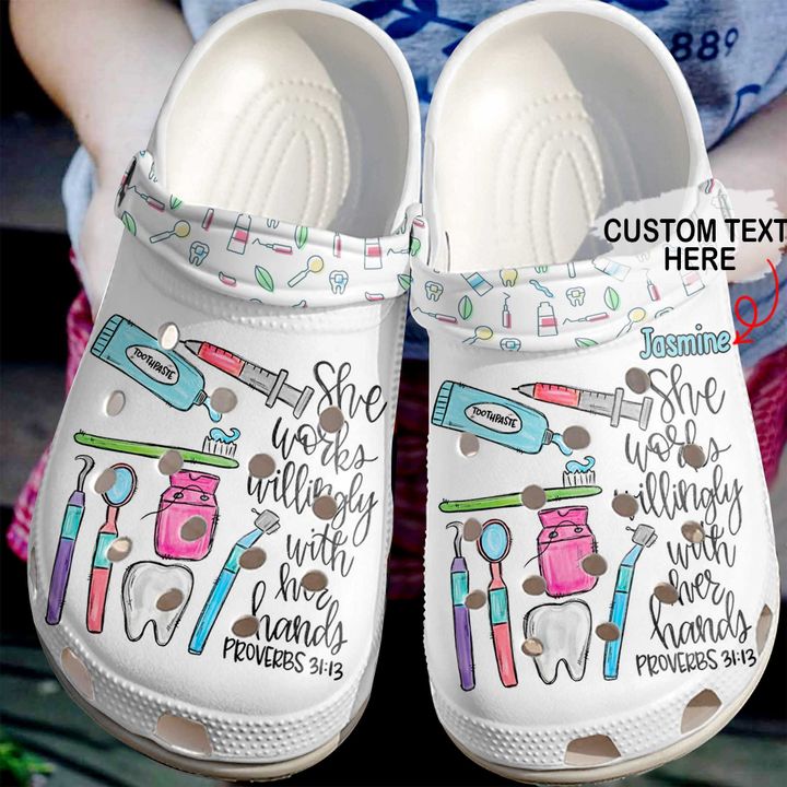 Dentist Personalized Peace Love Dental Crocs Clog Shoes 10 Dentist Personalized Peace Love Dental Crocs Clog Shoes
