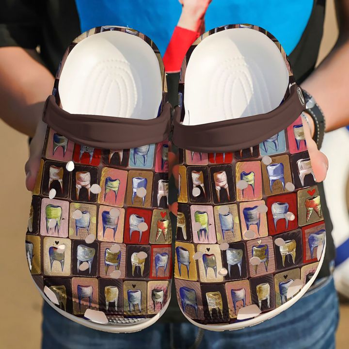 Dentist Vintage Teeth Collection Crocs Clog Shoes