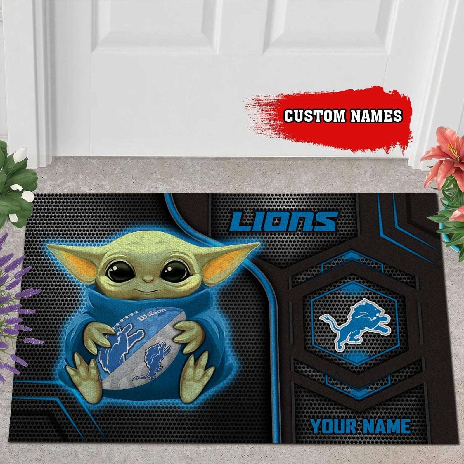 Detroit Lions NFL Personalized Doormat