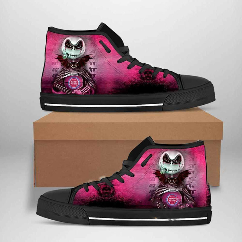 Detroit Pistons NBA Basketball Jack Skellington High Top Shoes