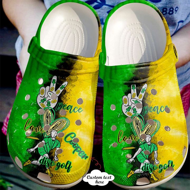 Disc Golf Personalized Peace Love Crocs Clog Shoes