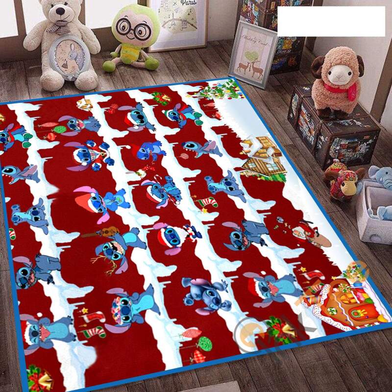 Disney Stitch Christmas Lilo & Living Room Bedroom Lovers Gift Rug 2 Disney Stitch Christmas Lilo & Living Room Bedroom Lovers Gift Rug