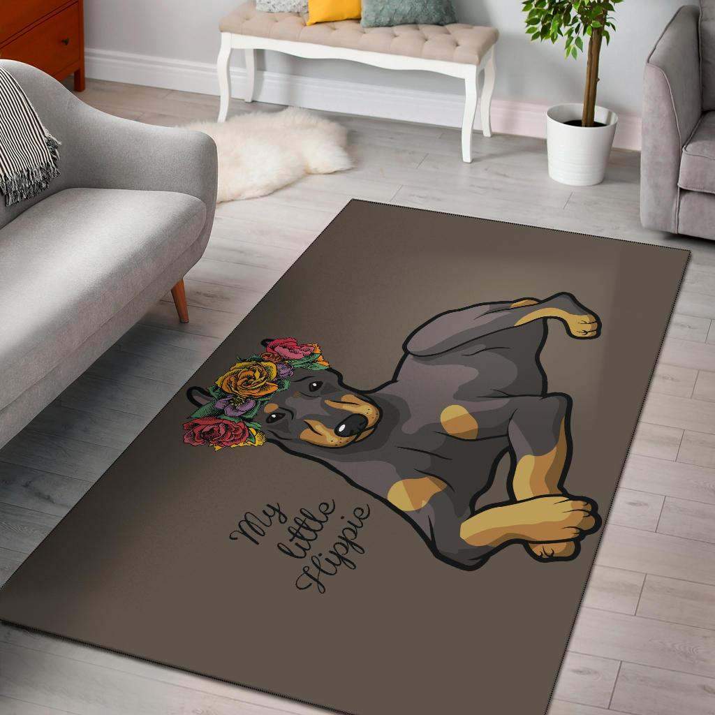 Dobermann Floral Printed Limited Edition Rug