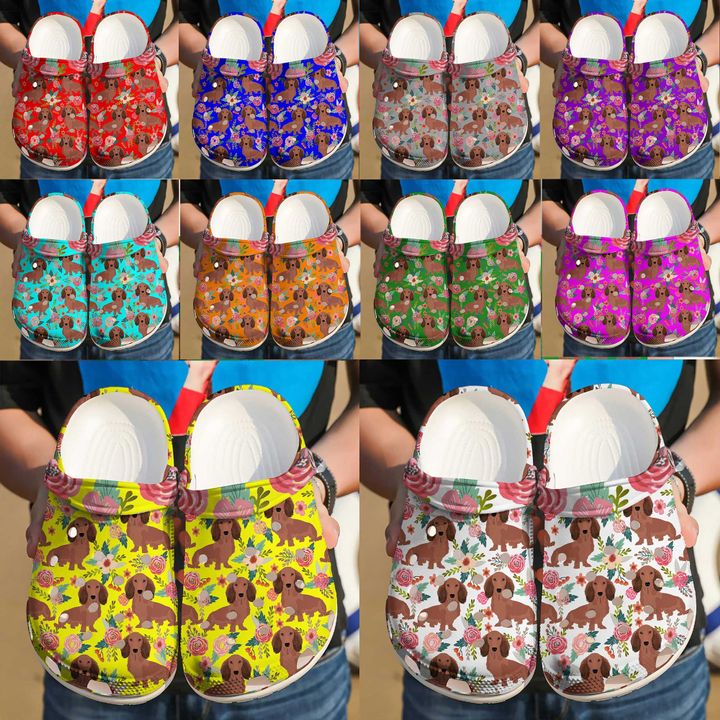 Dog Floral Dachshund Pattern Crocs Clog Shoes 13 Dog Floral Dachshund Pattern Crocs Clog Shoes