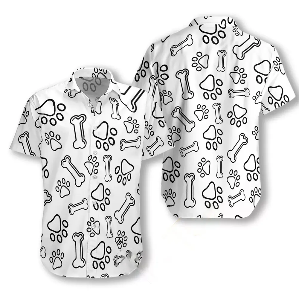 Dog Bone And Paw Seamless Pattern Hawaiian shirts