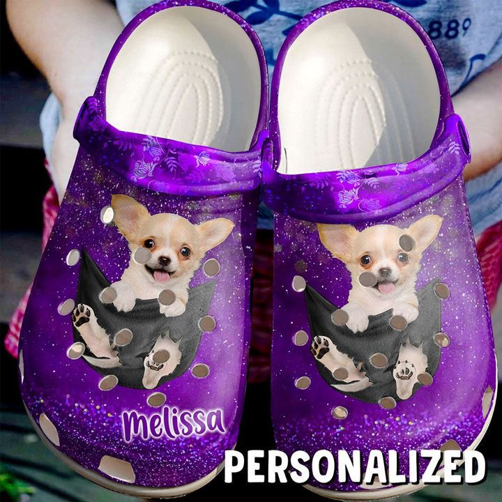 Dog Personalized Baby Chihuahua In Pocket Crocs Clog Shoes