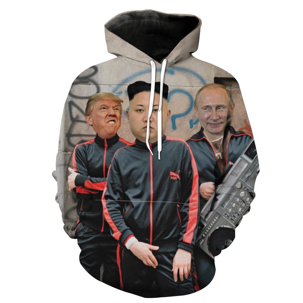 Donald Trump Kim Jung Un And Putin Funny Printed Hoodie 3D